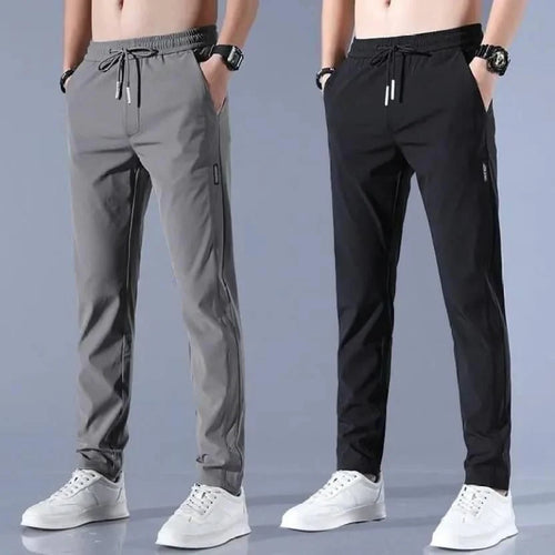 Stunning Men's High Stretch Skinny Lycra Pants (Black + Grey) ( (Buy 1 Get 1 Free)-S